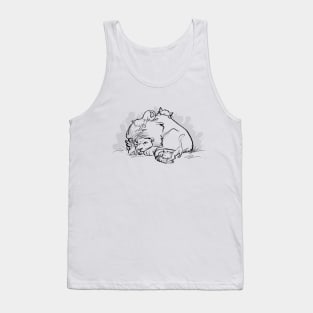 Napping lion with kittens Tank Top